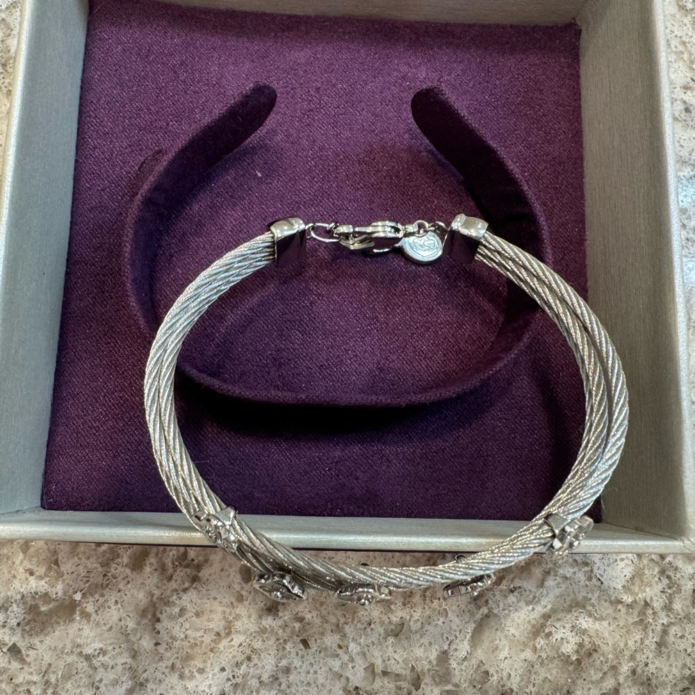 Charriol MALIA Stainless Steel 3 Cable Bracelet With Stones Sz SM - Picture 6 of 12